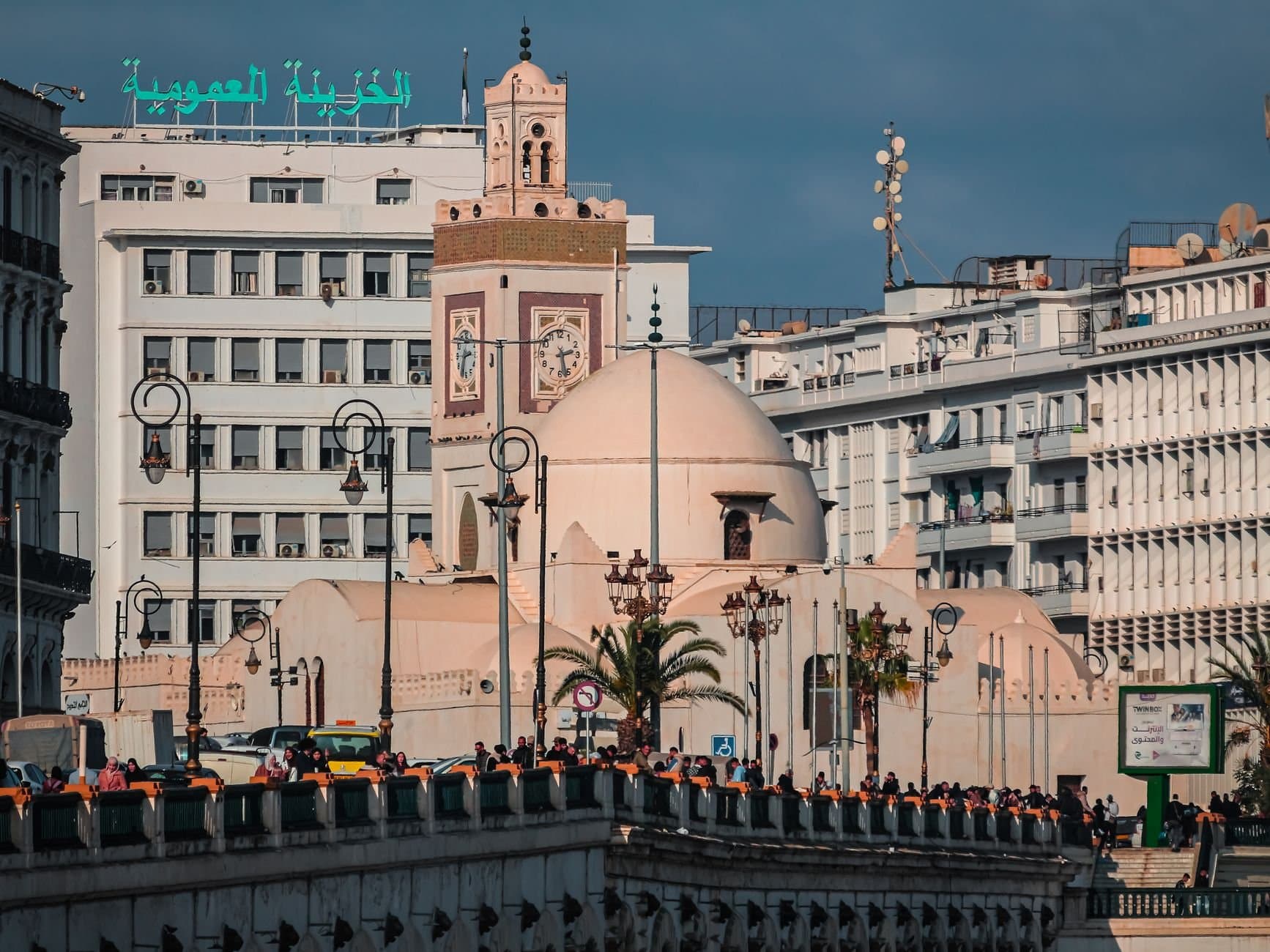 Capture of a mosque and surrounding architecture in Algiers, Algeria.